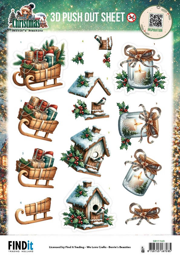 3D Pushout Sheet - Berries Beauties - Good Old Christmas - Variety