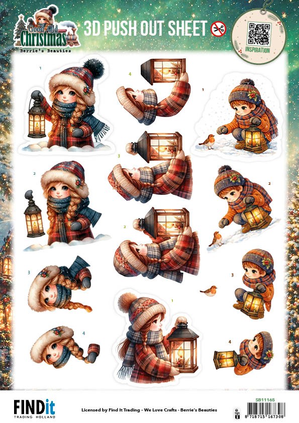 3D Pushout Sheet - Berries Beauties - Good Old Christmas - Girl