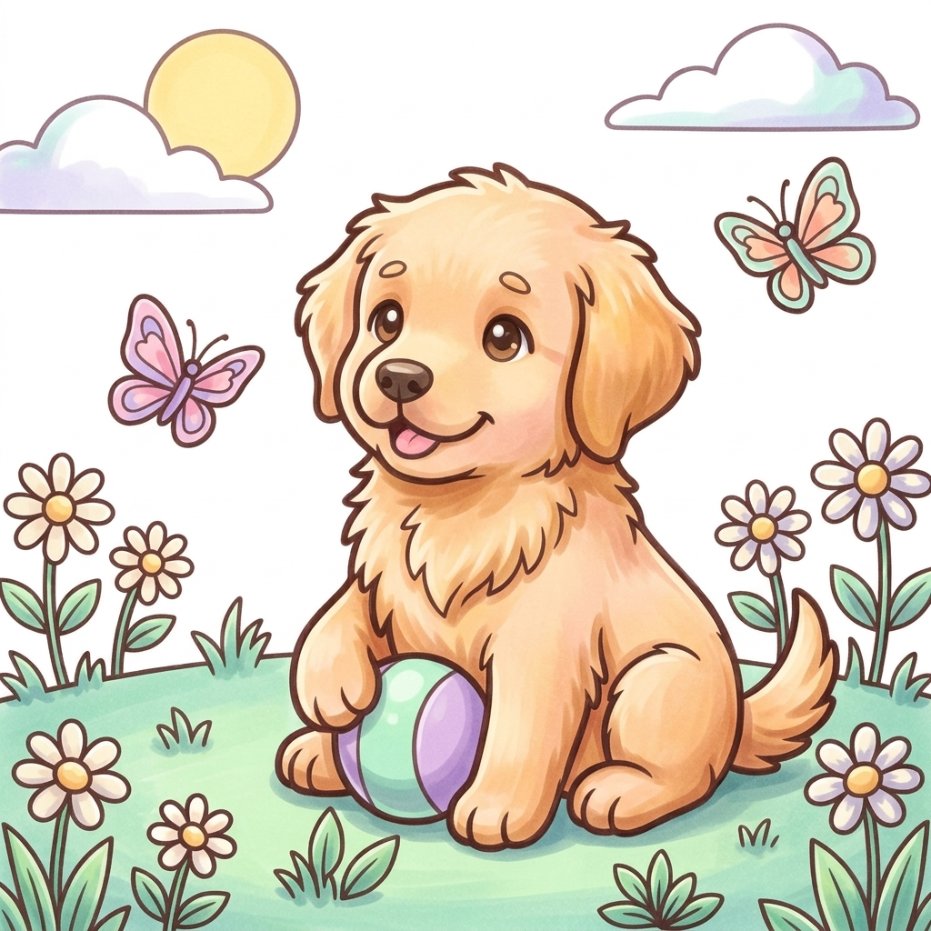 Findit Color - Cozy Colouring Cards Set - Buddy The Puppy - Outside Adventures