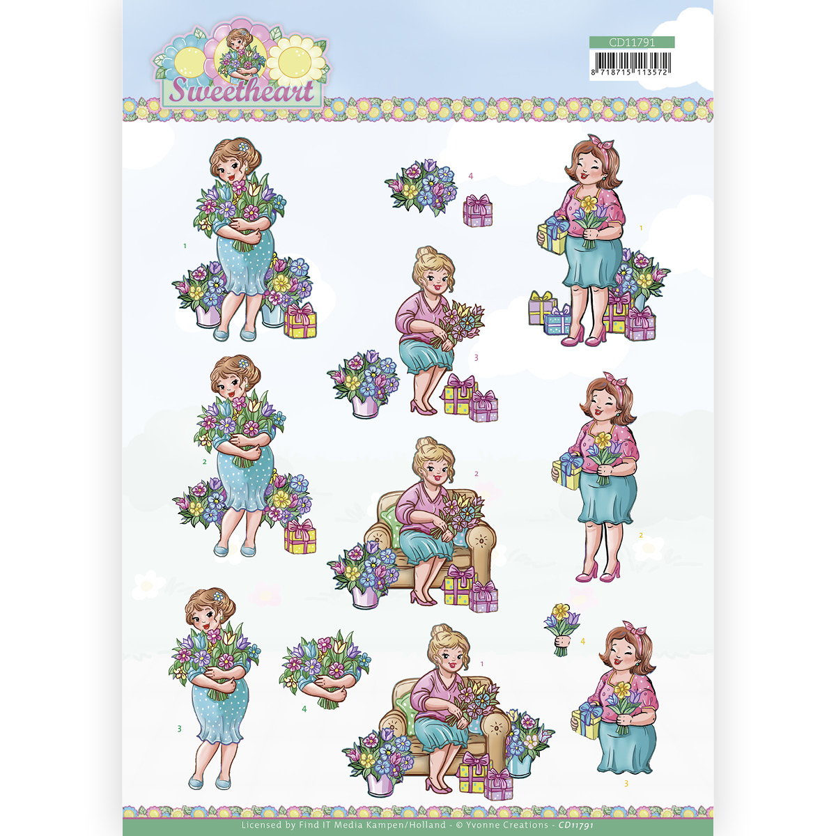 3D Cutting Sheet - Yvonne Creations - Bubbly Girls - Sweetheart - Flowers and gifts 3D Cutting Sheet - Yvonne Creations - Bubbly Girls - Sweetheart - Flowers and gifts