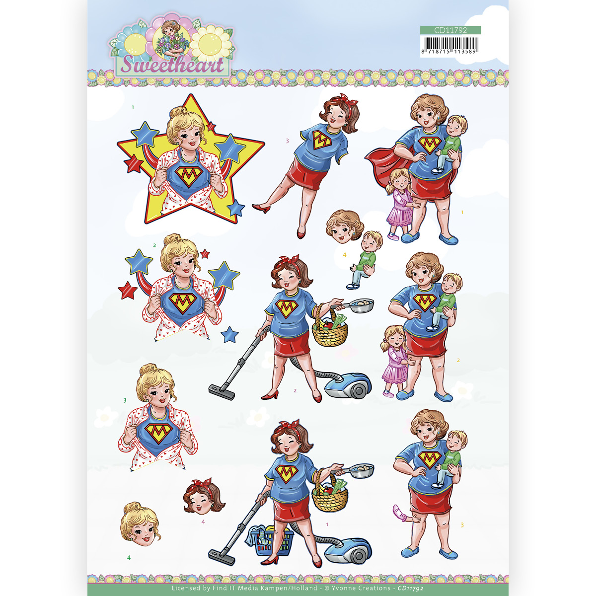 3D Cutting Sheet - Yvonne Creations - Bubbly Girls - Sweetheart - Super Girl 3D Cutting Sheet - Yvonne Creations - Bubbly Girls - Sweetheart - Super Girl