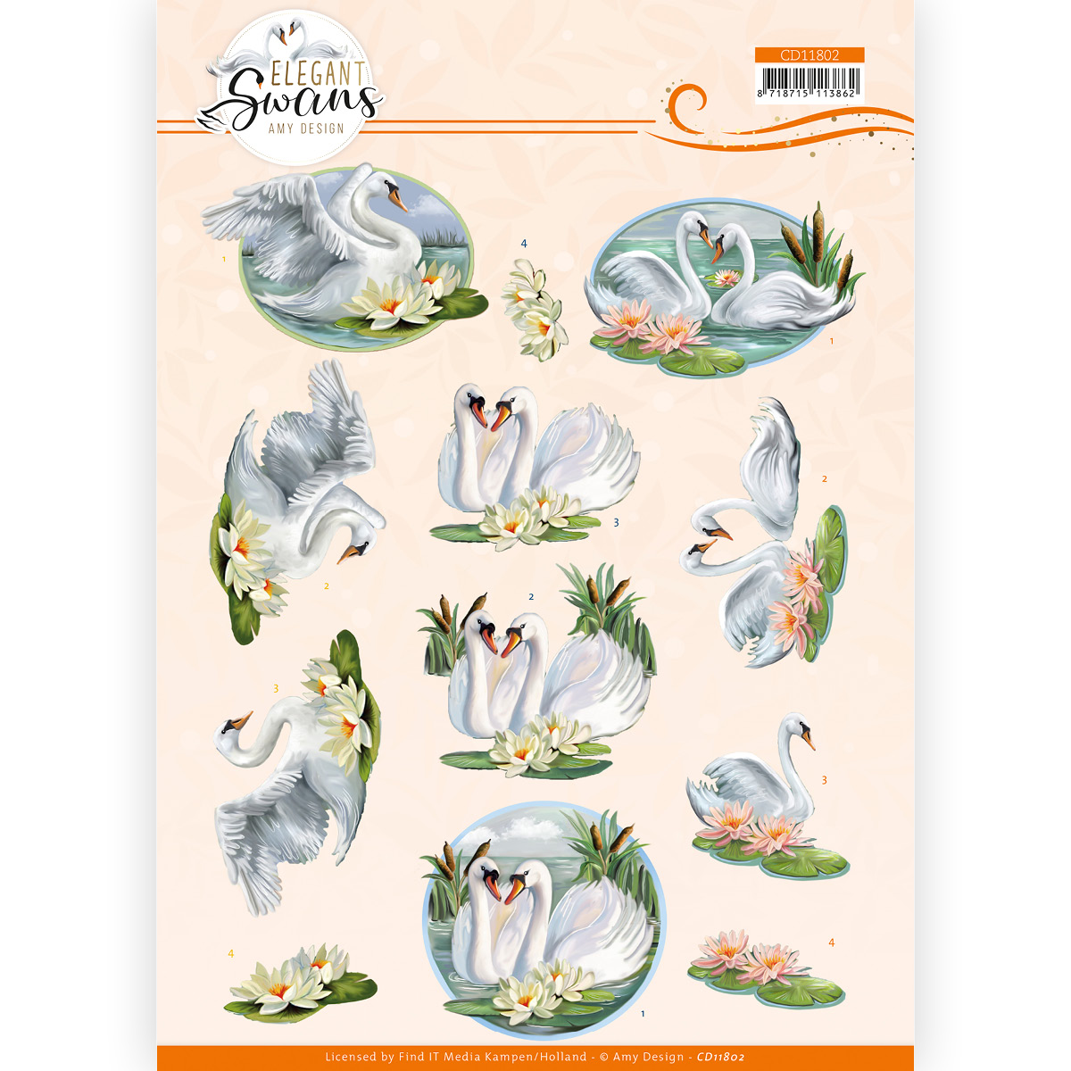 3D Cutting Sheet -Amy Design - Elegant Swans - Love swans 3D Cutting Sheet -Amy Design - Elegant Swans - Love swans