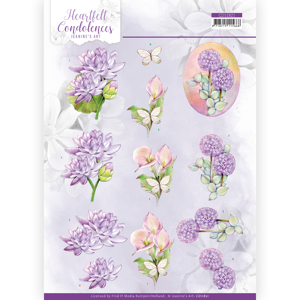 3D Cutting Sheet -Jeanine's Art - Heartfelt Condolences - Purple Flowers 3D Cutting Sheet -Jeanine's Art - Heartfelt Condolences - Purple Flowers