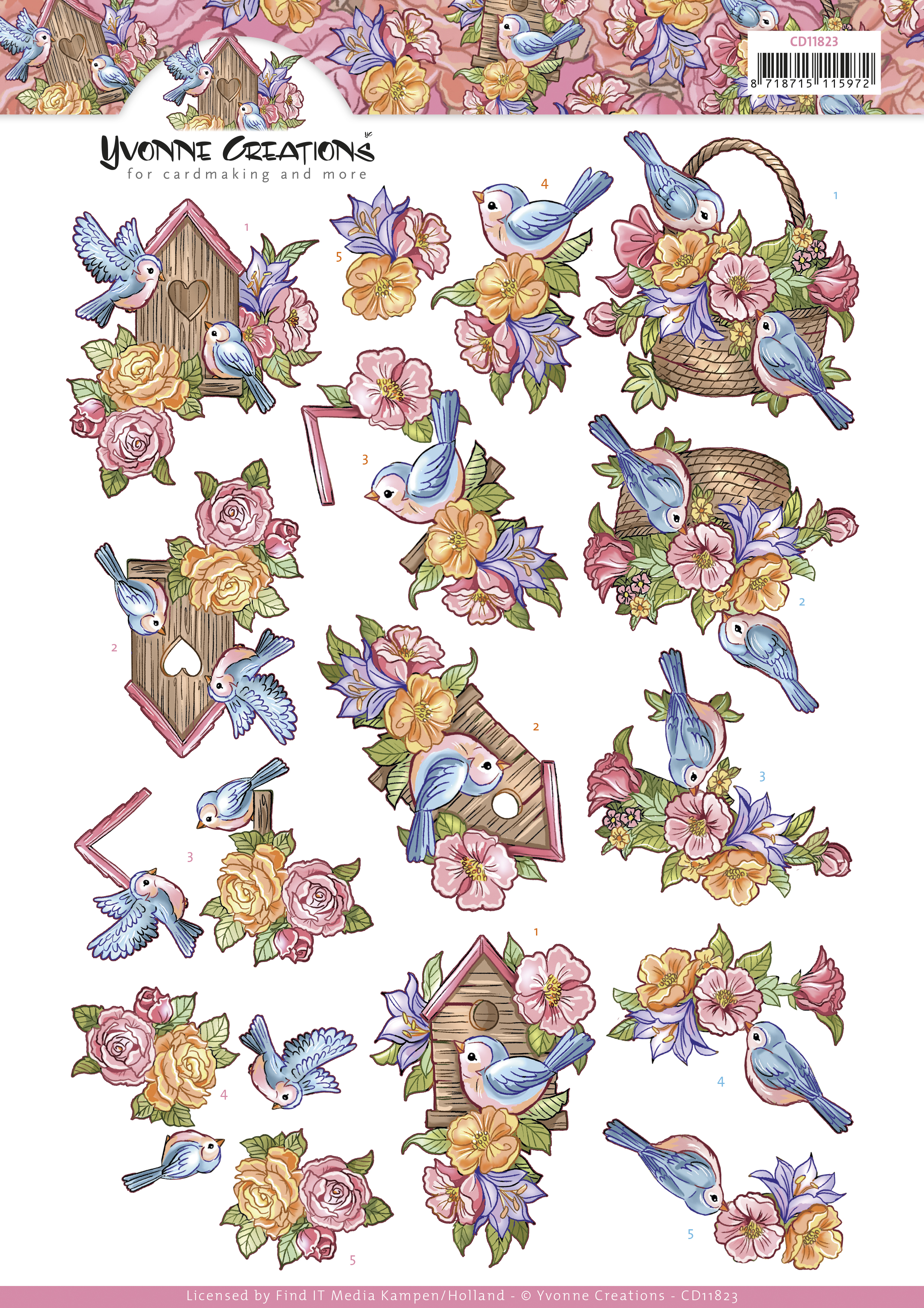 3D Cutting Sheet - Yvonne Creations - Birdhouse with Birds 3D Cutting Sheet - Yvonne Creations - Birdhouse with Birds