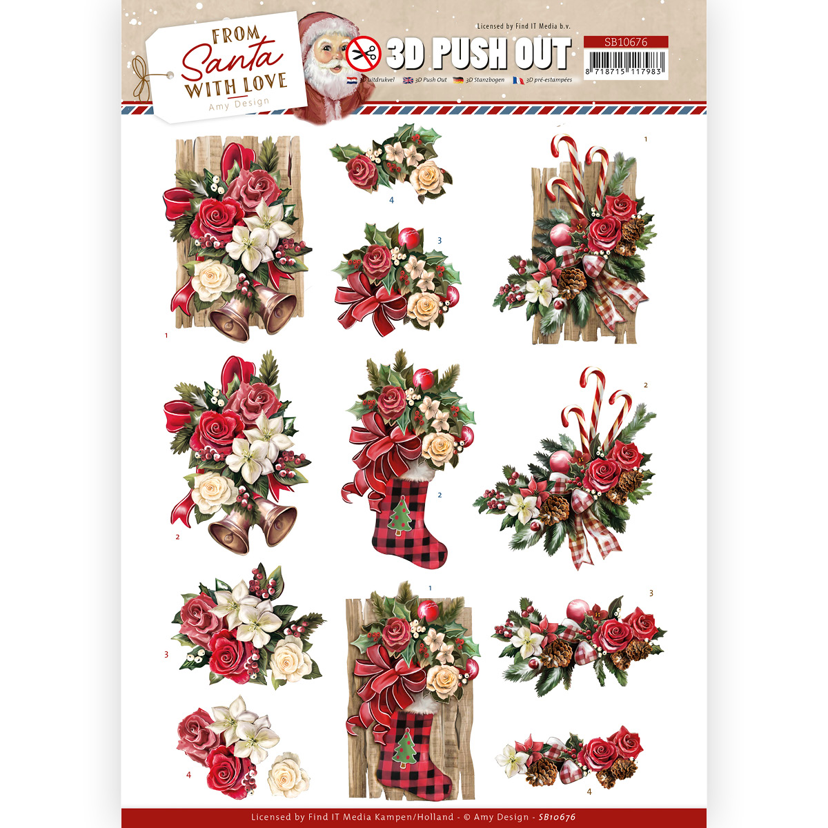 3D Push Out - Amy Design - From Santa with Love - Red Bow