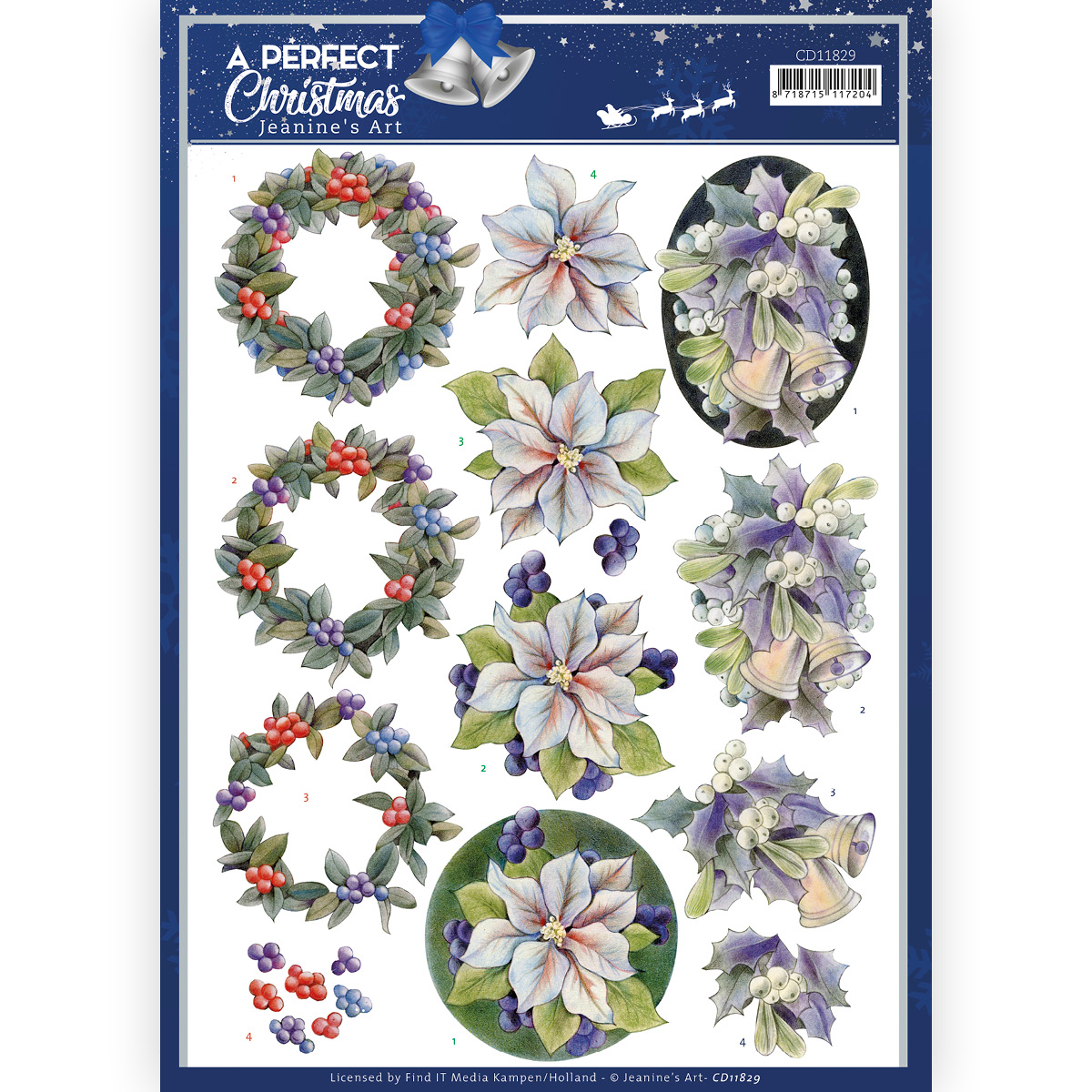 3D Cutting Sheet - Jeanine's Art - A Perfect Christmas - Purple Christmas Flowers 3D Cutting Sheet - Jeanine's Art - A Perfect Christmas - Purple Christmas Flowers