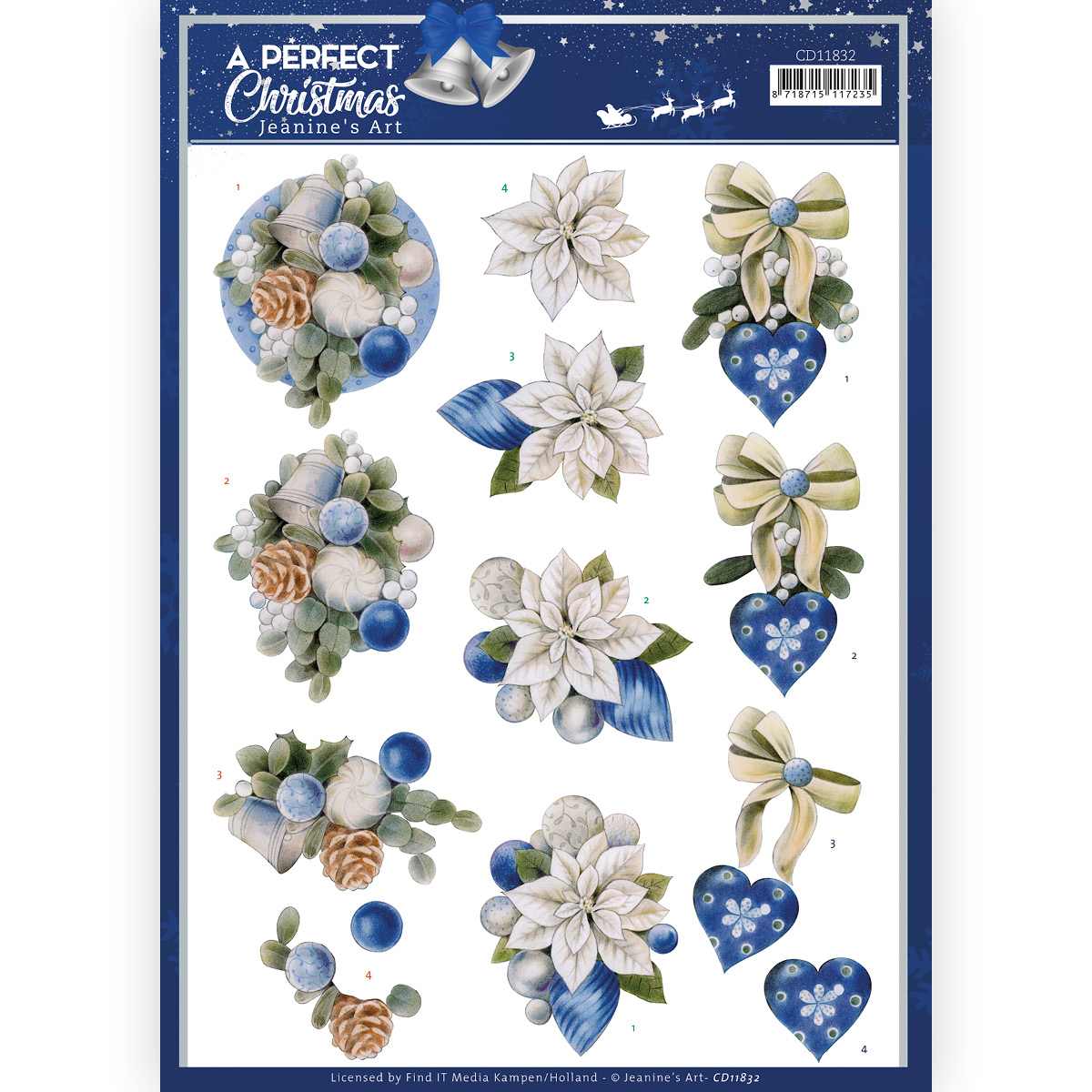 3D Cutting Sheet - Jeanine's Art - A Perfect Christmas - Blue Christmas Flowers 3D Cutting Sheet - Jeanine's Art - A Perfect Christmas - Blue Christmas Flowers