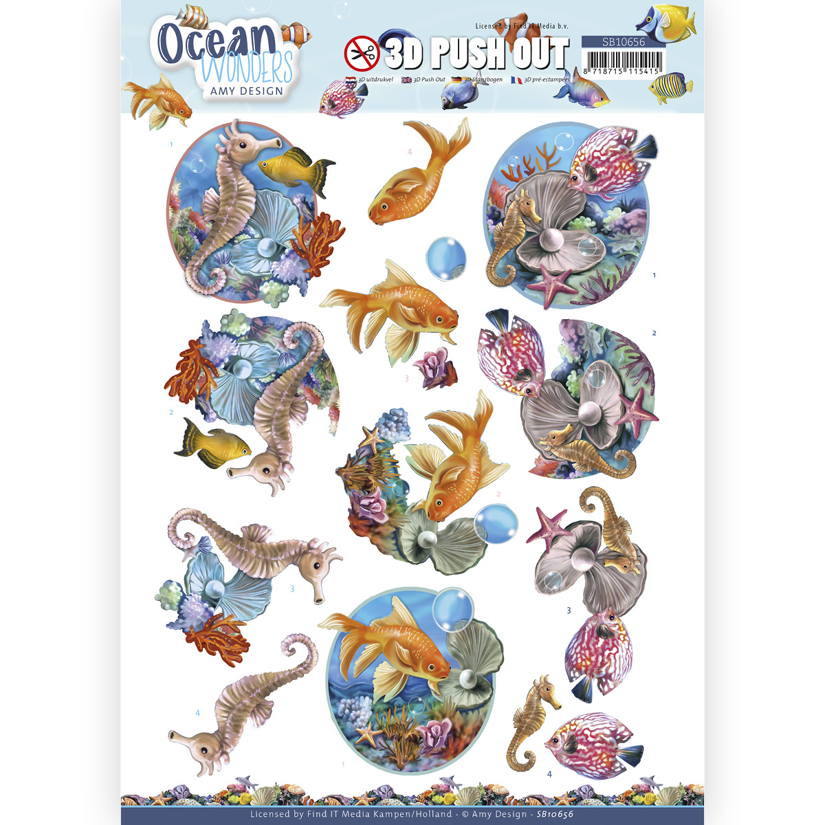 3D Push Out - Amy Design - Ocean Wonders - Seahorse 3D Push Out - Amy Design - Ocean Wonders - Seahorse