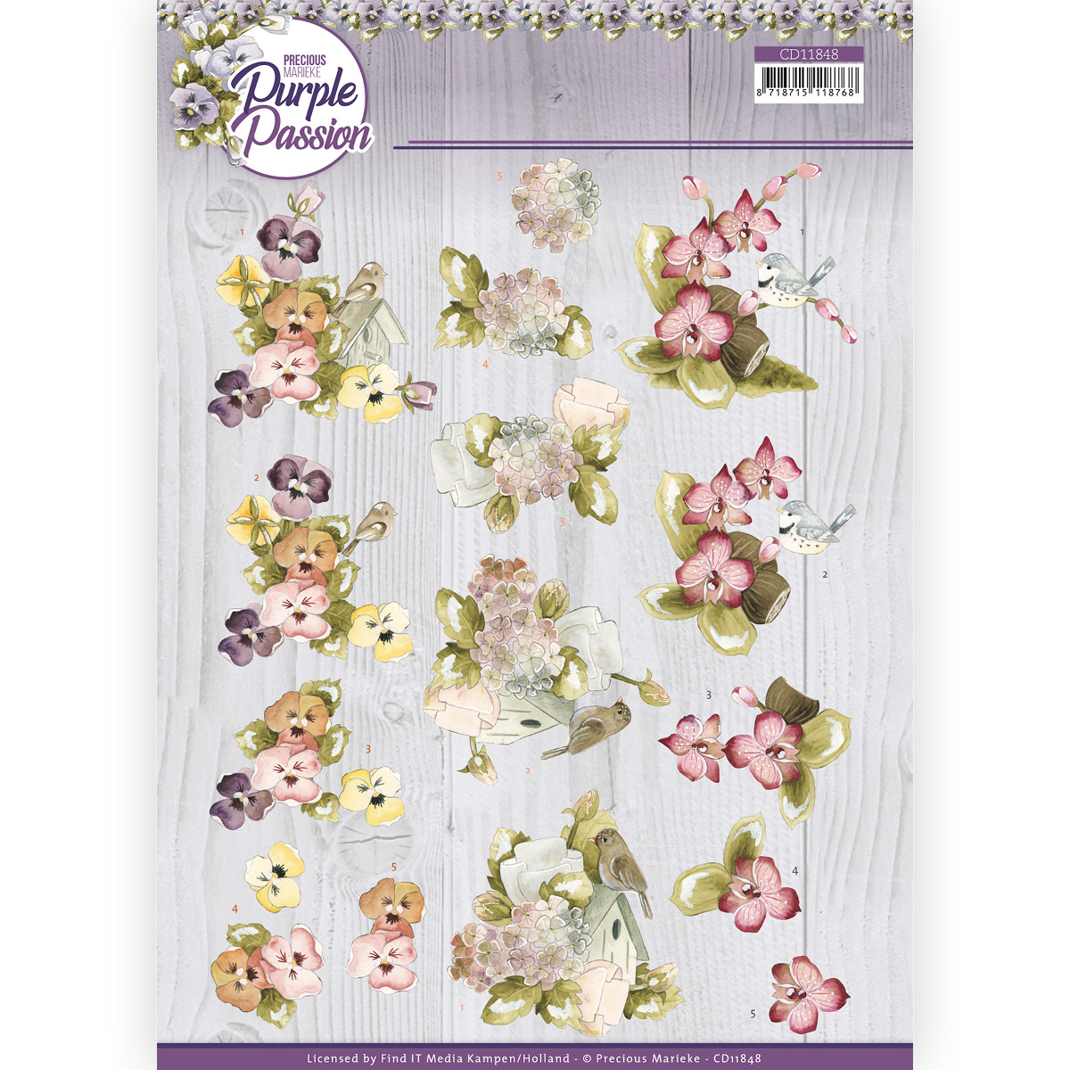 3D Cutting Sheet - Precious Marieke - Purple Passion - Bird Paradise 3D Cutting Sheet - Precious Marieke - Purple Passion - Bird Paradise