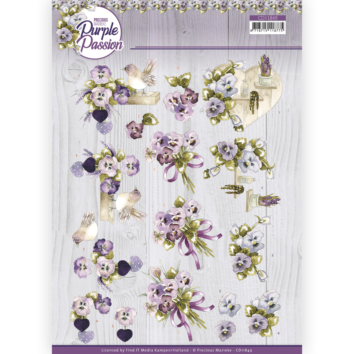 3D Cutting Sheet - Precious Marieke - Purple Passion - Purple Violets 3D Cutting Sheet - Precious Marieke - Purple Passion - Purple Violets
