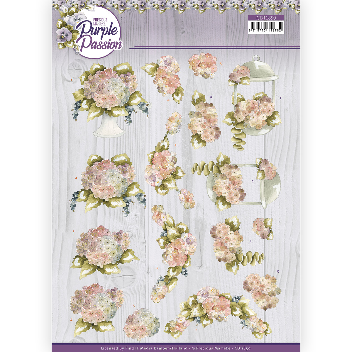 3D Cutting Sheet - Precious Marieke - Purple Passion - Pale Hydrangea 3D Cutting Sheet - Precious Marieke - Purple Passion - Pale Hydrangea