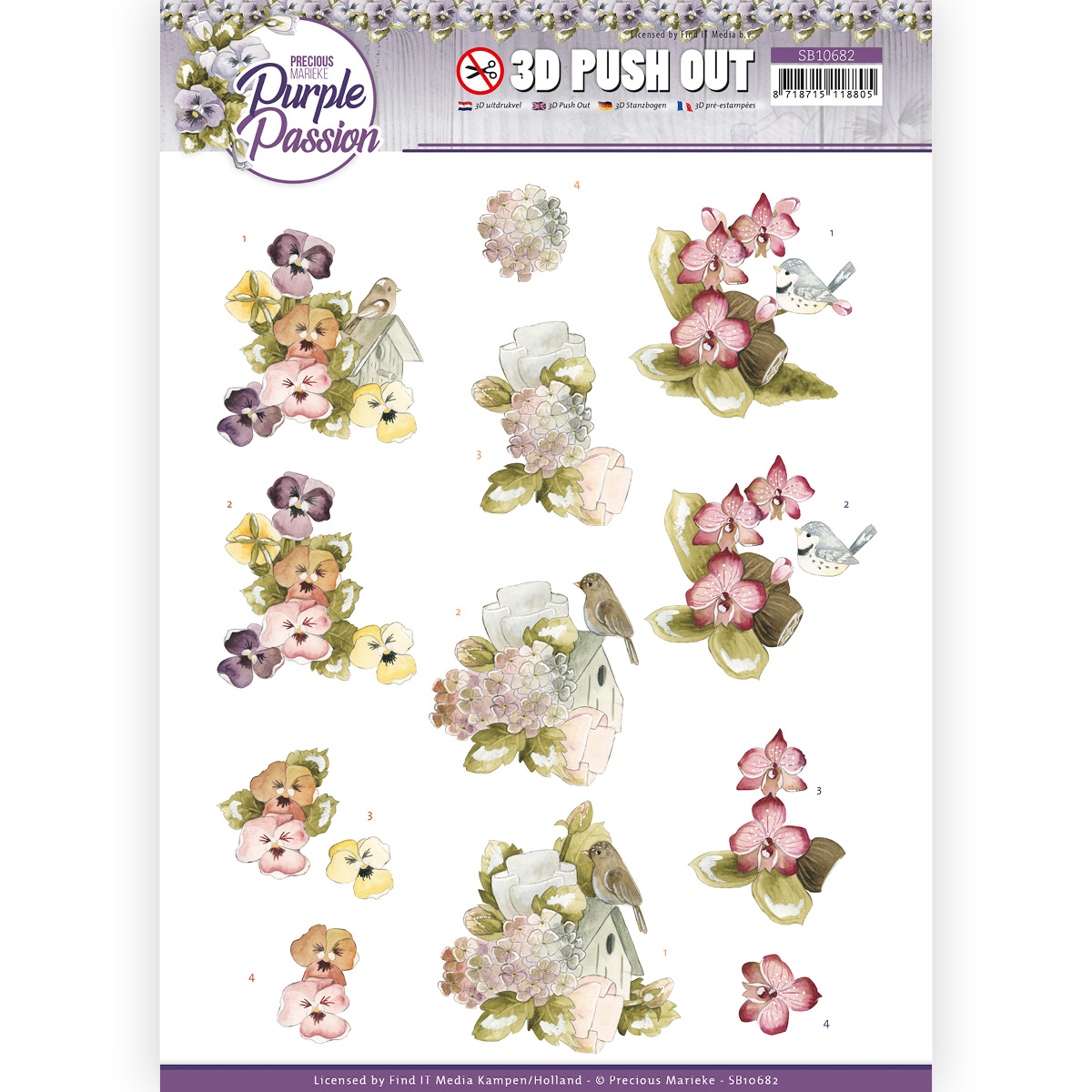 3D Push Out - Precious Marieke - Purple Passion - Bird Paradise 3D Push Out - Precious Marieke - Purple Passion - Bird Paradise