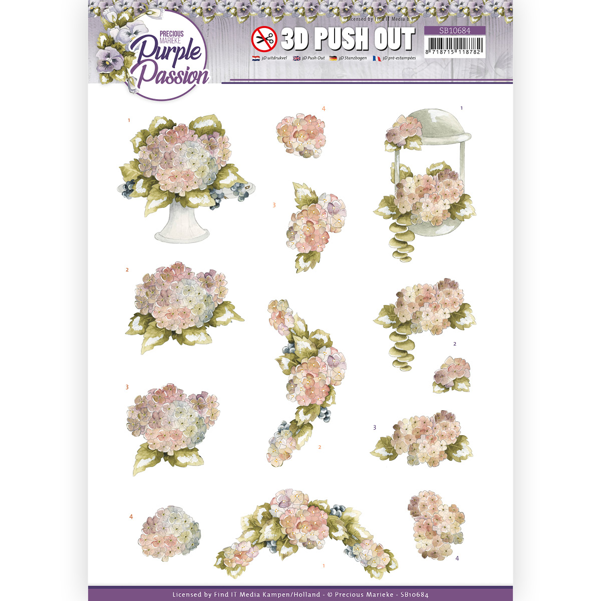 3D Push Out - Precious Marieke - Purple Passion - Pale Hydrangea 3D Push Out - Precious Marieke - Purple Passion - Pale Hydrangea