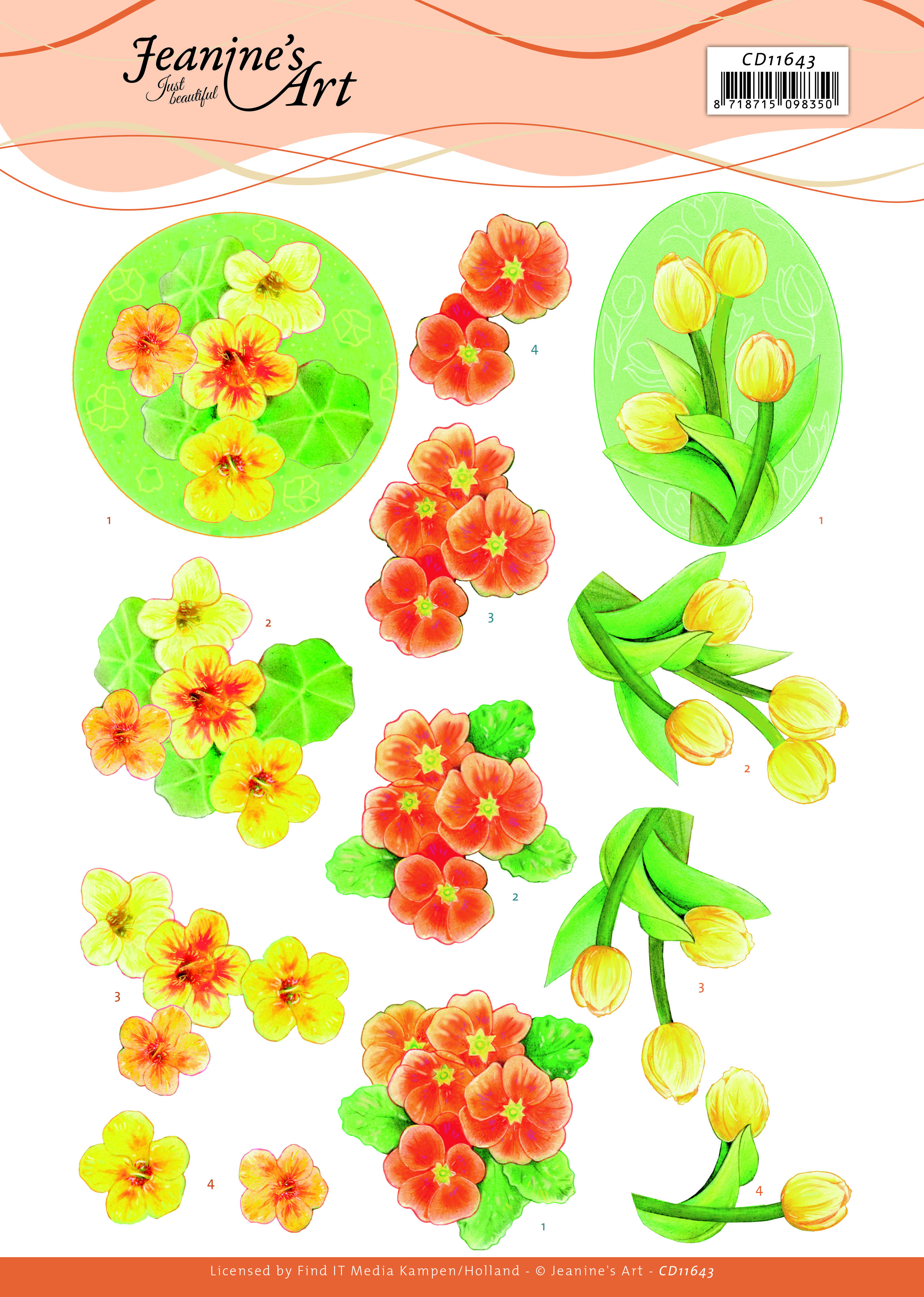 3D Cutting Sheet - Jeanine's Art - Orange Flowers 3D Cutting Sheet - Jeanine's Art - Orange Flowers