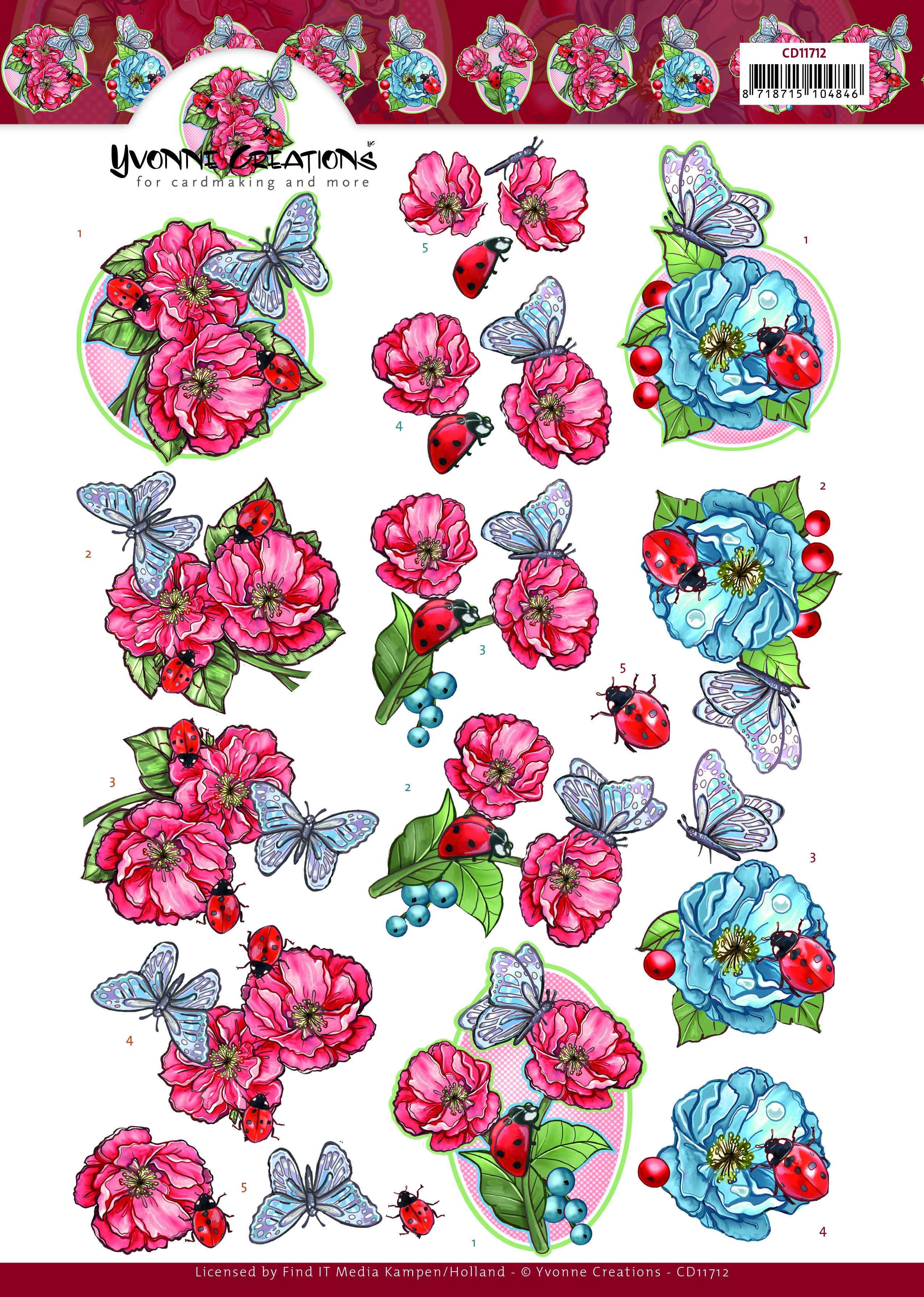 3D Cutting Sheet - Yvonne Creations - Ladybug and Butterfly 3D Cutting Sheet - Yvonne Creations - Ladybug and Butterfly