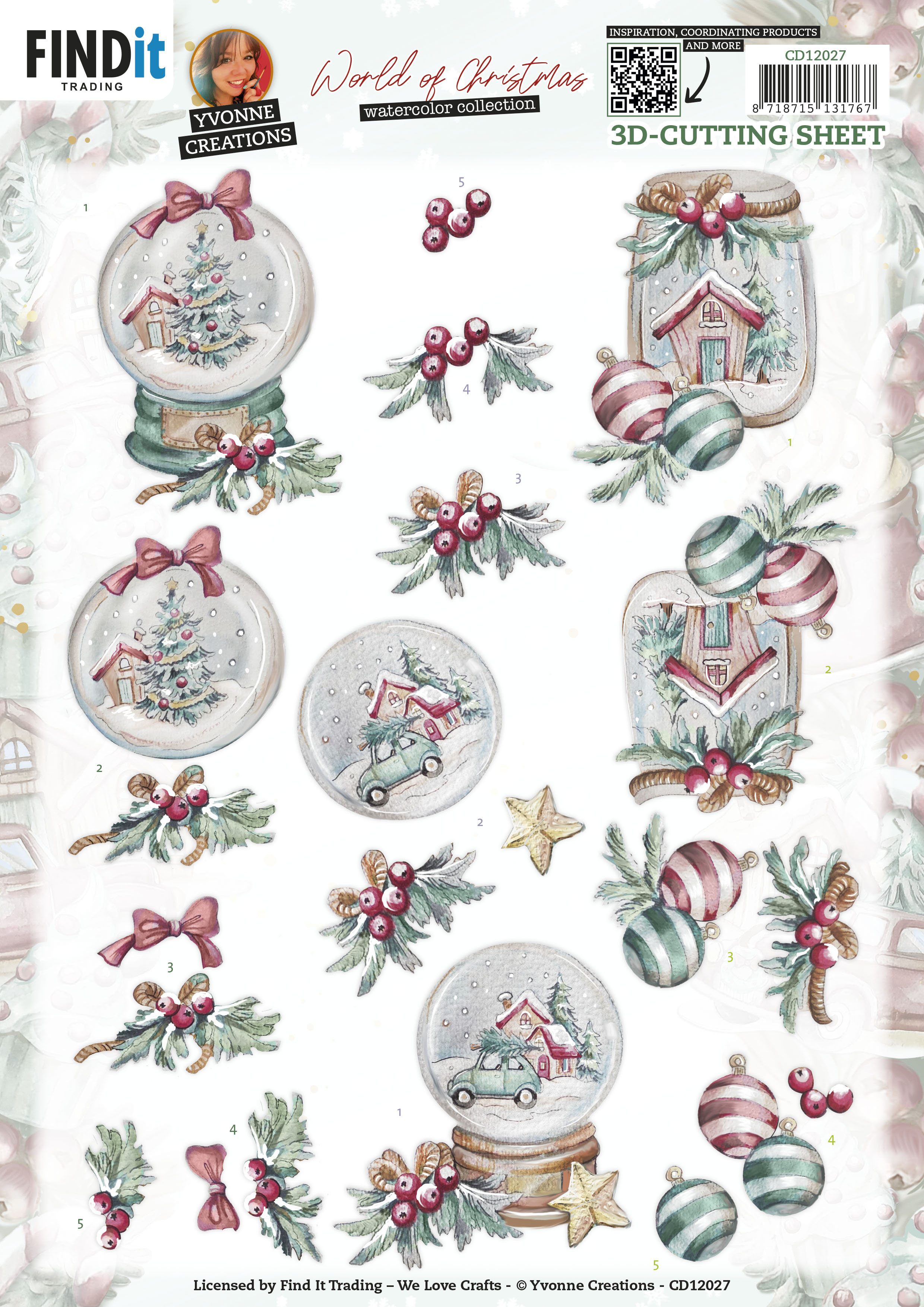 3D Cutting Sheet - Yvonne Creations - World of Christmas - Christmas Globe 3D Cutting Sheet - Yvonne Creations - World of Christmas - Christmas Globe