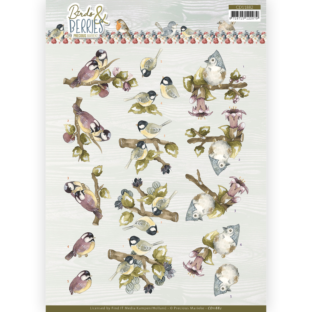3D Cutting Sheet - Precious Marieke - Birds and Berries - Gooseberries 3D Cutting Sheet - Precious Marieke - Birds and Berries - Gooseberries