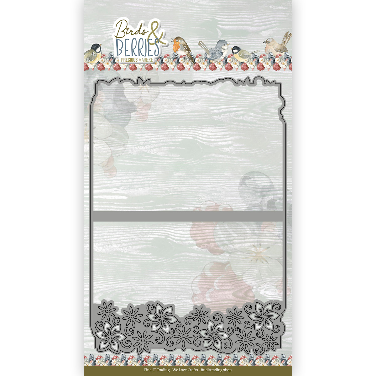 Dies - Precious Marieke - Birds and Berries - Frame Card Flower Border A5 Dies - Precious Marieke - Birds and Berries - Frame Card Flower Border A5