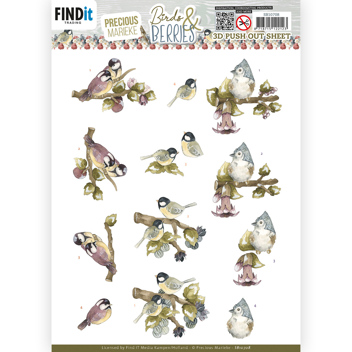 3D Push Out Sheet - Precious Marieke - Birds and Berries - Gooseberries 3D Push Out Sheet - Precious Marieke - Birds and Berries - Gooseberries