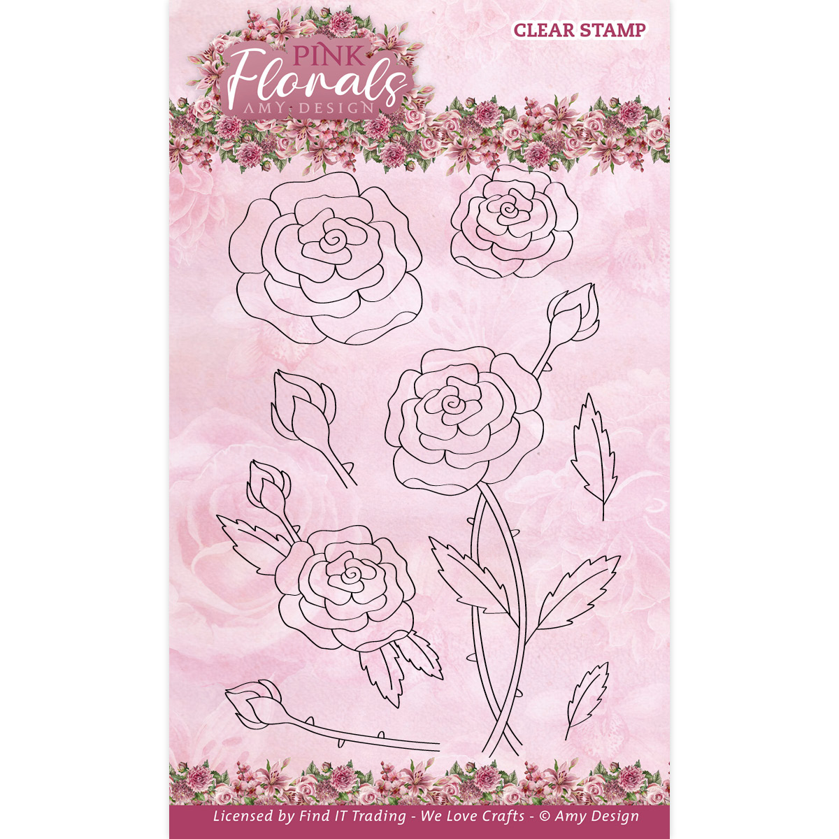 Clear Stamps - Amy Design - Pink Florals - Rose Clear Stamps - Amy Design - Pink Florals - Rose