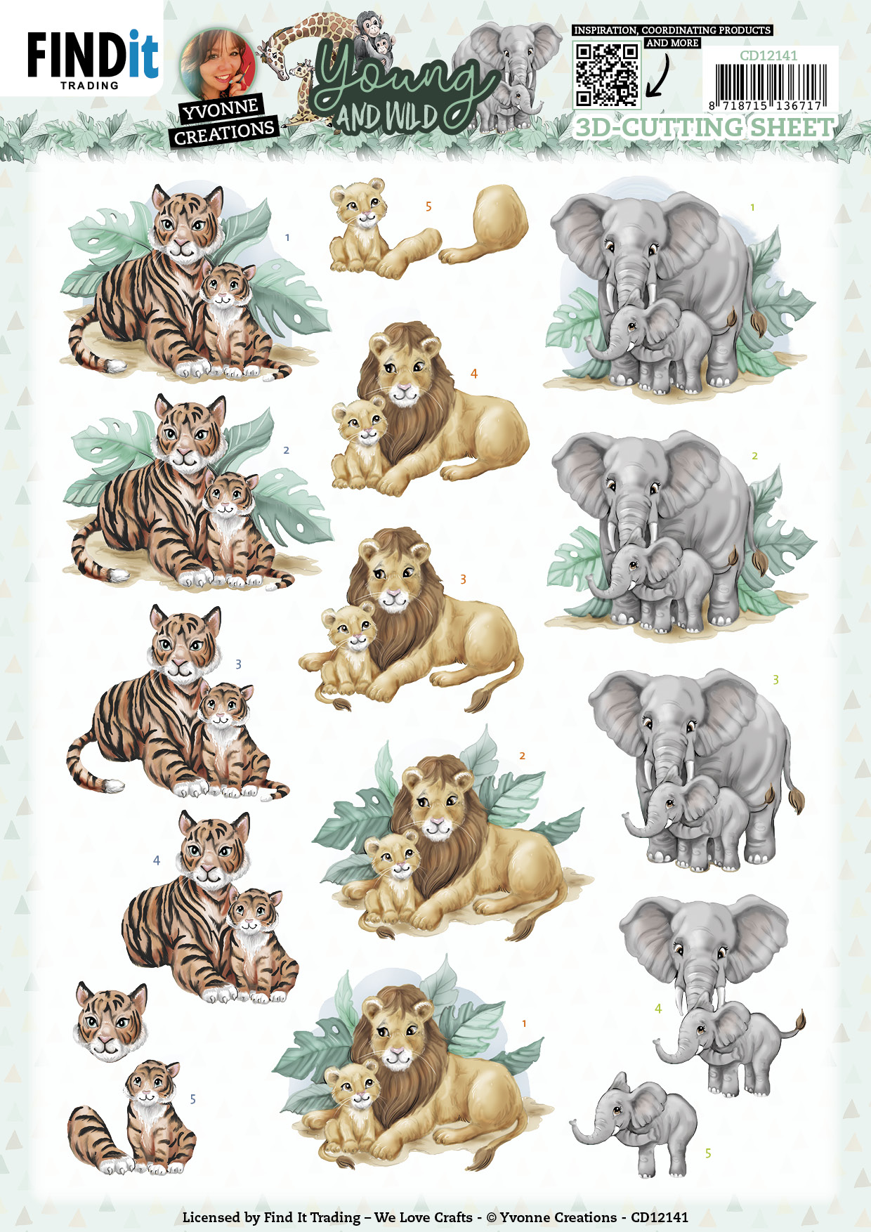 3D Cutting Sheets - Yvonne Creations - Young and Wild - Tiger