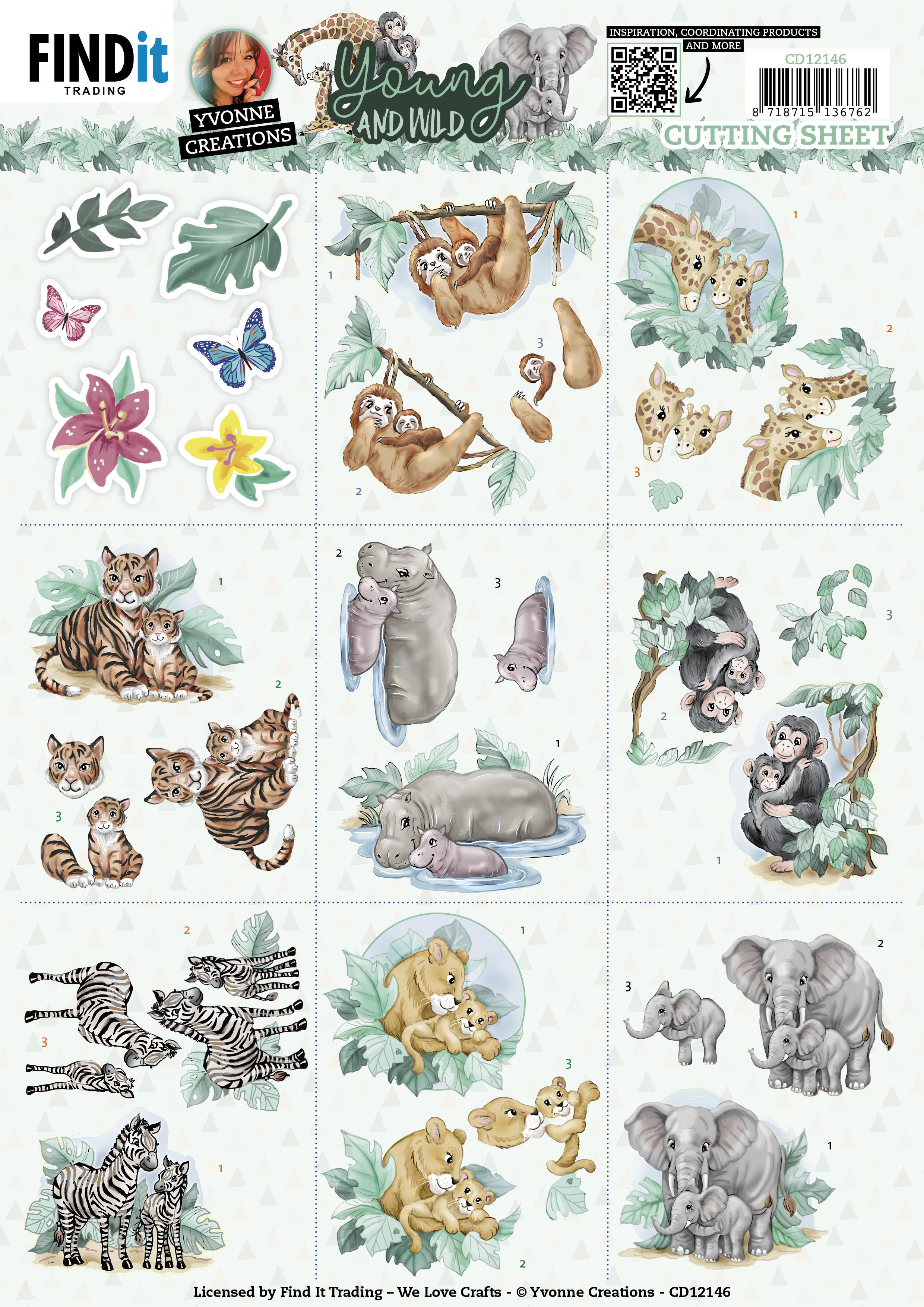 Cutting Sheets - Yvonne Creations - Young and Wild - Mini Cutting Sheets - Yvonne Creations - Young and Wild - Mini