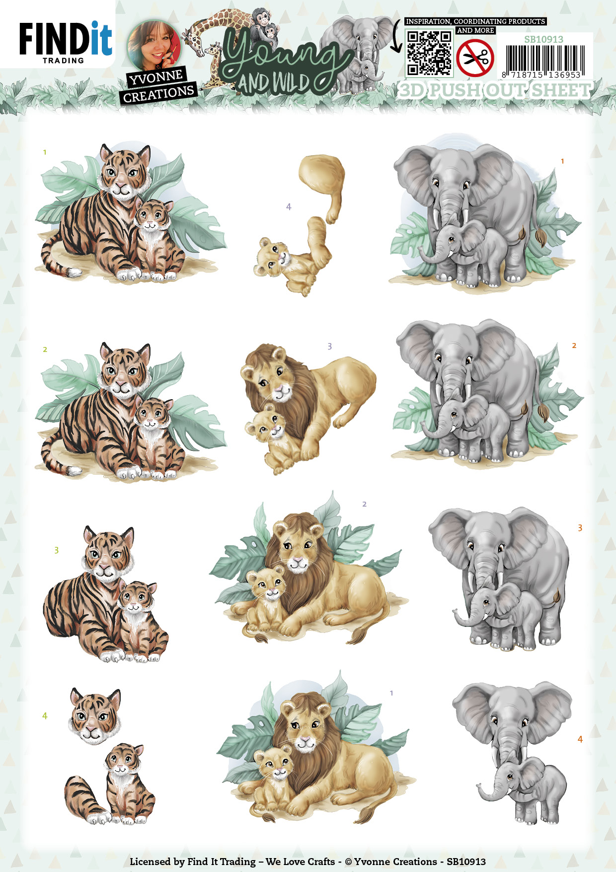 3D Push Out - Yvonne Creations - Young and Wild - Tiger 3D Push Out - Yvonne Creations - Young and Wild - Tiger